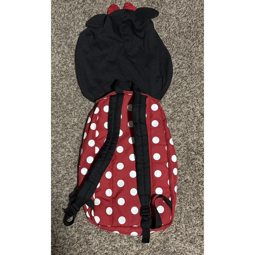 Disney Parks Minnie Mouse Removable, Minnie Ears Hooded Backpack 18x13x3 in.